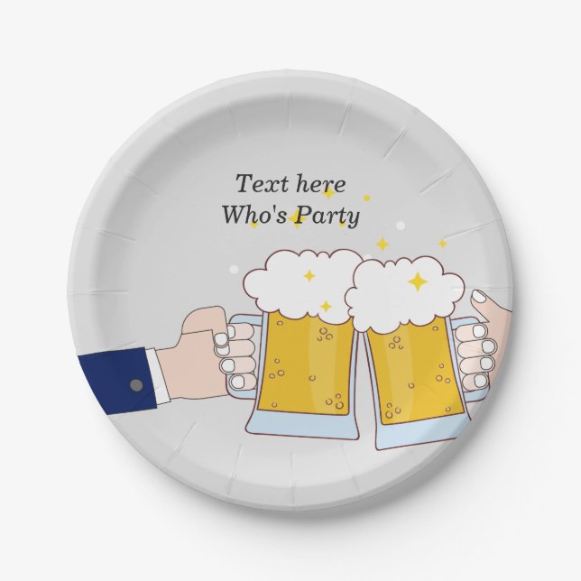 beers cheers, adult birthday, wedding, Paper Plate (Front)