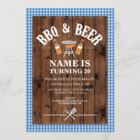 Beers & Cheers BBQ Birthday Party ANY AGE Invite