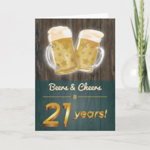 Beers & Cheers Wood Carte d'anniversaire du vingt