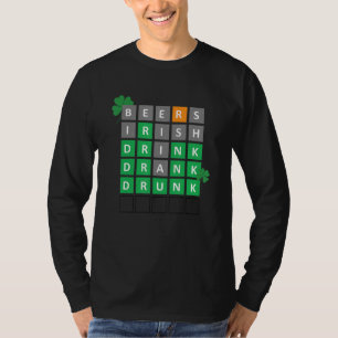 Beers Irish Drink Drank Drunk Funny Crossword T-Shirt