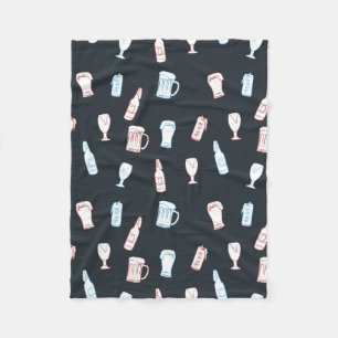 Beers Rustic Hand Drawn Whimsical Beer Man Cave Fleece Blanket
