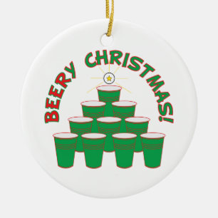 BEERy Christmas! Ceramic Ornament