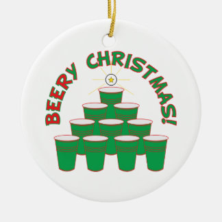 BEERy Christmas! Ceramic Ornament