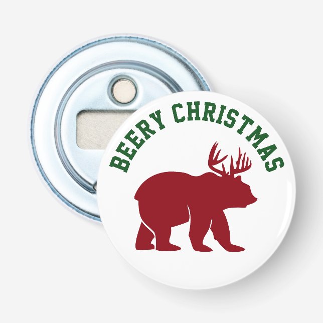 Beery Christmas for Beer Lovers Bottle Opener (Front)