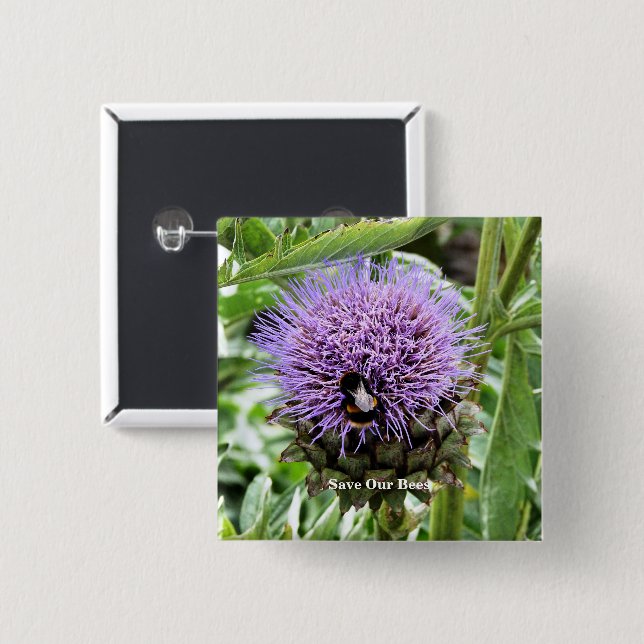 BEES  2 INCH SQUARE BUTTON (Front & Back)