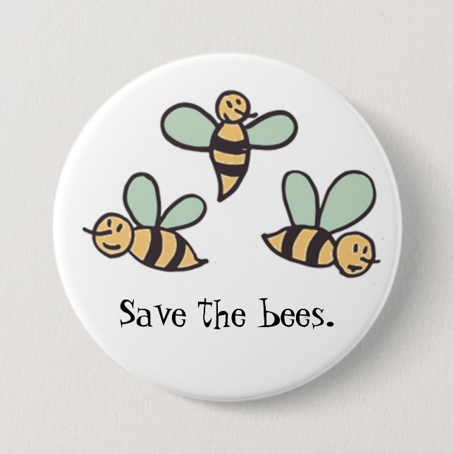 Bees 3 Inch Round Button (Front)