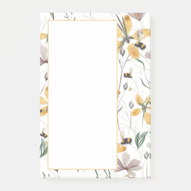 Bees and Botanicals 4"x6" Post-it Notes (Front)