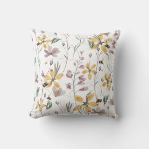 Bees and Botanicals Square Throw Pillow