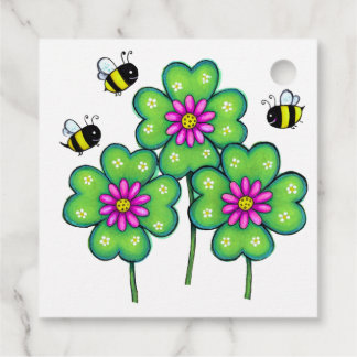 Bees and Bright Flowers Favour Tags