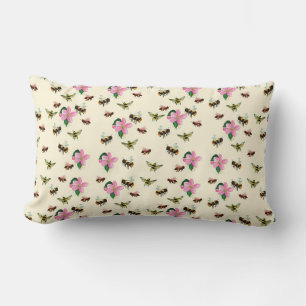 Bees and bumblebees & fruit blossoms in spring Lumbar Pillow