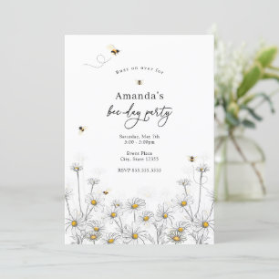 Bees and Daisy Beeday Anniversaire Invitation