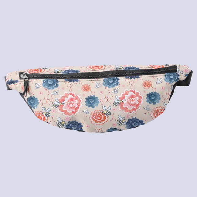 Bees and Flowers Watercolor Fanny Pack (Bees and flowers watercolor blush pink fanny pack)