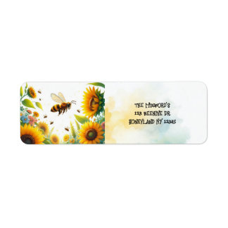 Bees and Golden Sunflowers Return Address 