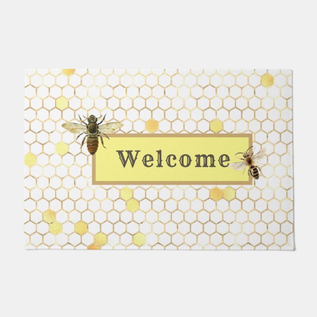 Bees and Honeycomb Doormat (Front)