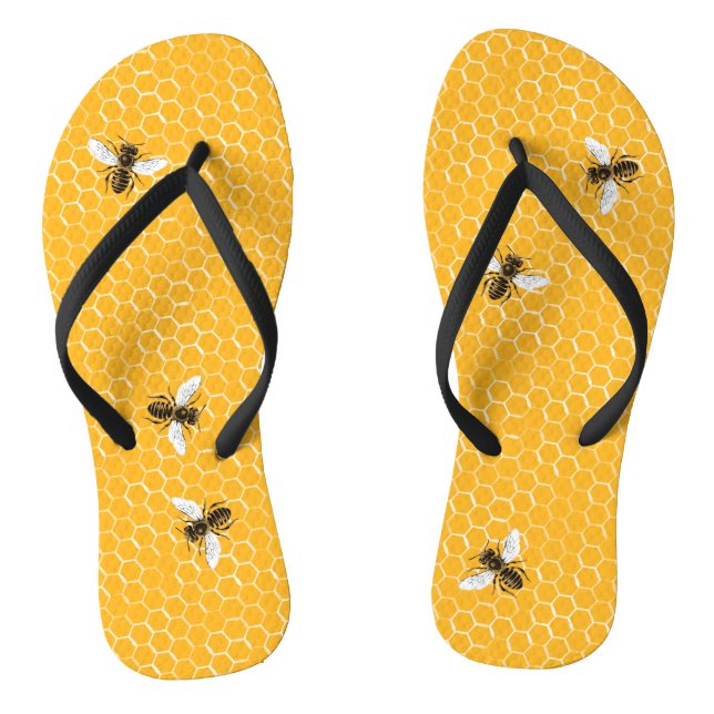Bees and Honeycomb Flip Flops (Footbed)