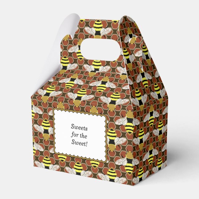 Bees and Honeycomb Pattern Favor Box (Front Side)