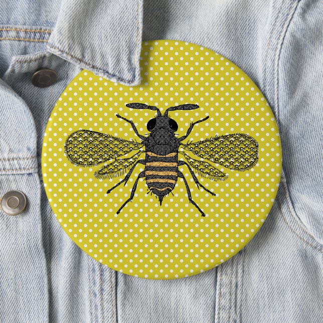 BEES and Honeycomb - Save The Bees 6 Inch Round Button (In Situ)
