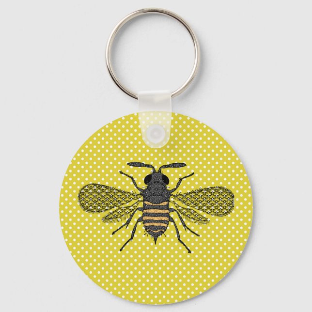 BEES and Honeycomb - Save The Bees Keychain (Front)