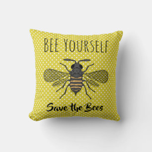 BEES and Honeycomb - Save The Bees Throw Pillow