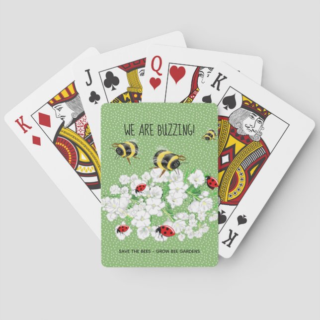 BEES and LadyBugs - Art by LeahG Save The Bees Playing Cards (Back)