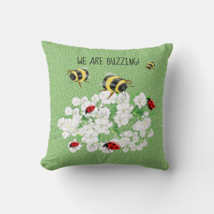BEES and LadyBugs - Art by LeahG Save The Bees Throw Pillow