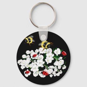 BEES and Ladybugs nature art Keychain