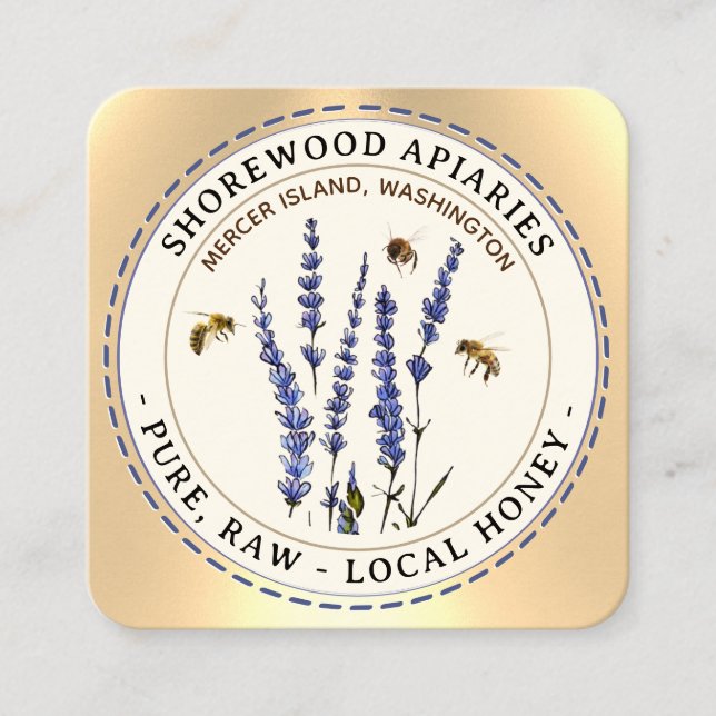 Bees and Lavender Honey Ivory Business Card (Front)