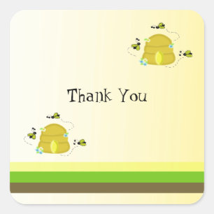 Bees and Stripes Thank You Square Sticker