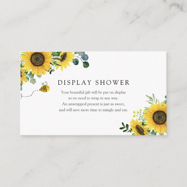 Bees and Sunflower Display Baby Shower insert card (Front)