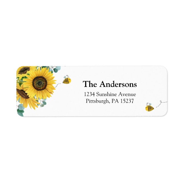 Bees and Sunflowers Return Address (Front)