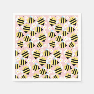 Bees And White Flowers Napkin