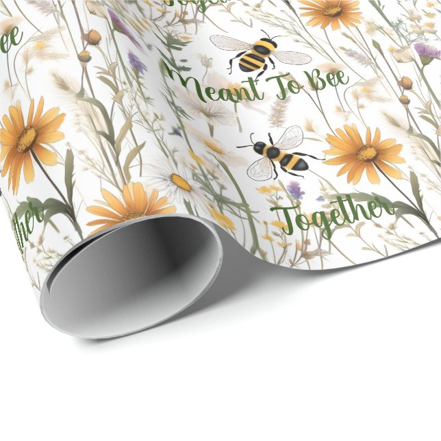 Bees And Wildflowers Meant To Bee Together, Wrapping Paper (Roll Corner)