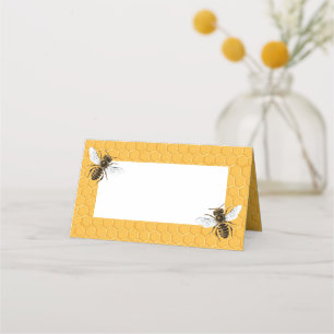 Bees and Yellow Honeycomb Place Card