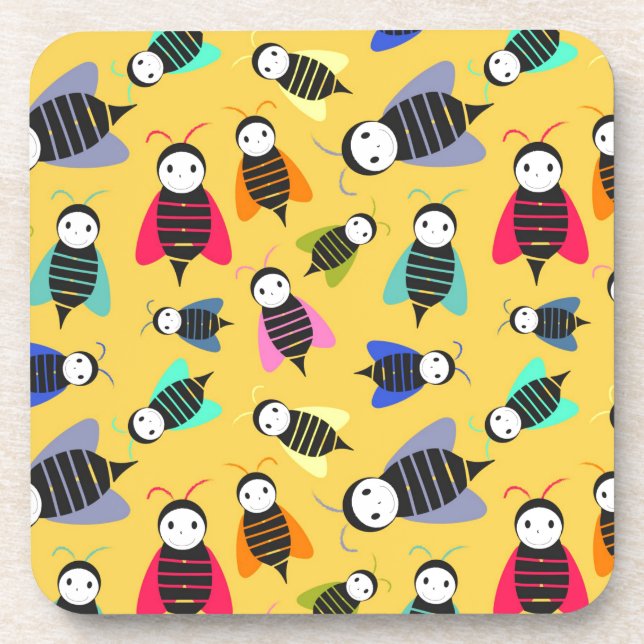 bees animal pattern coaster (Front)