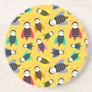 bees animal pattern coaster