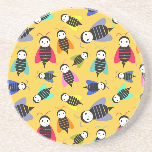 bees animal pattern coaster (Front)