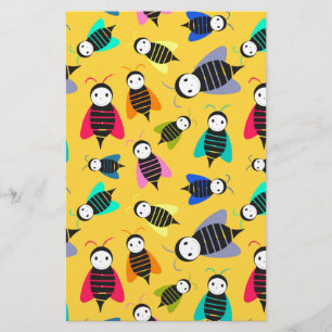bees animal pattern stationery