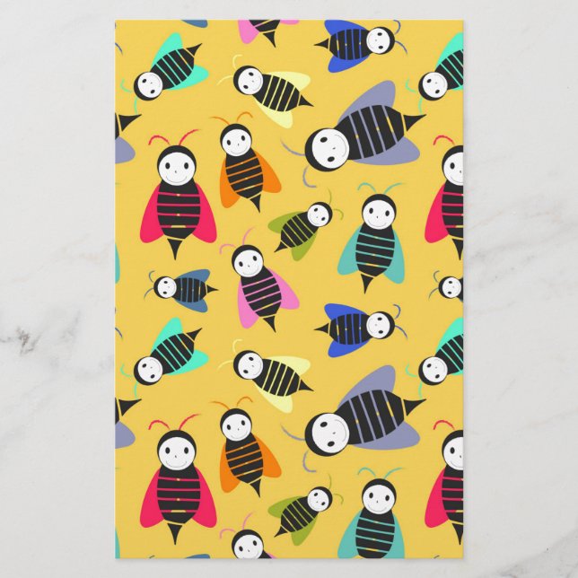 bees animal pattern stationery (Front)