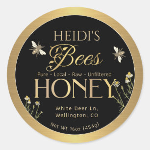 BEES Beekeeper Name Honey Label Metallic Gold     