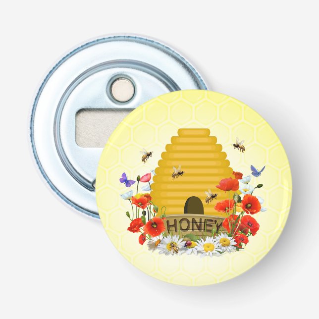 Bees, Beekeeping,  Beehive, Honey Meadow Bottle Opener (Front)