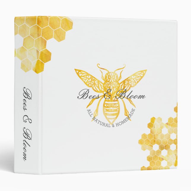Bees & Bloom Floral Elegant & Decorative Honey Bee Binder (Front/Spine)