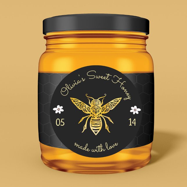 Bees & Bloom Floral Elegant & Decorative Honey Bee Classic Round Sticker (Creator Uploaded)
