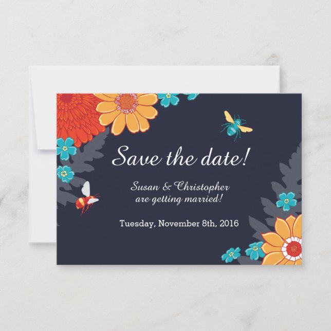 Bees & Blossoms Save-the-Date Invitation (Front)