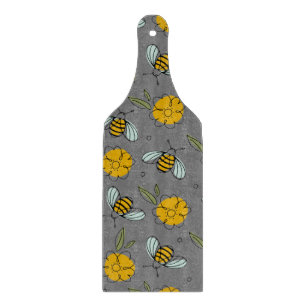 Bees & Buttercups on Grey Cutting Board
