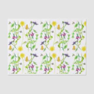 Bees Butterflies Botanical Dandelion Wildflowers Tissue Paper