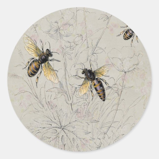 Bees Classic Round Sticker (Front)