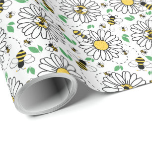 Bees & Daisies Spring Wrapping Paper