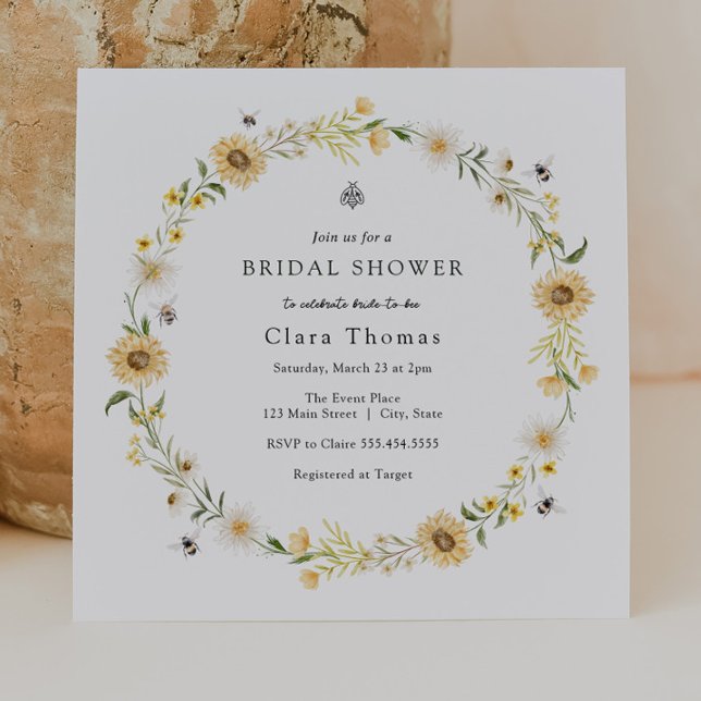 Bees Daisies Tournesols Bridal Douche Invitation (Créateur téléchargé)