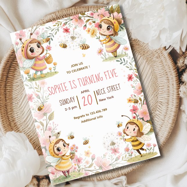 Bees fairy kids  Birthday Invitation (Créateur téléchargé)