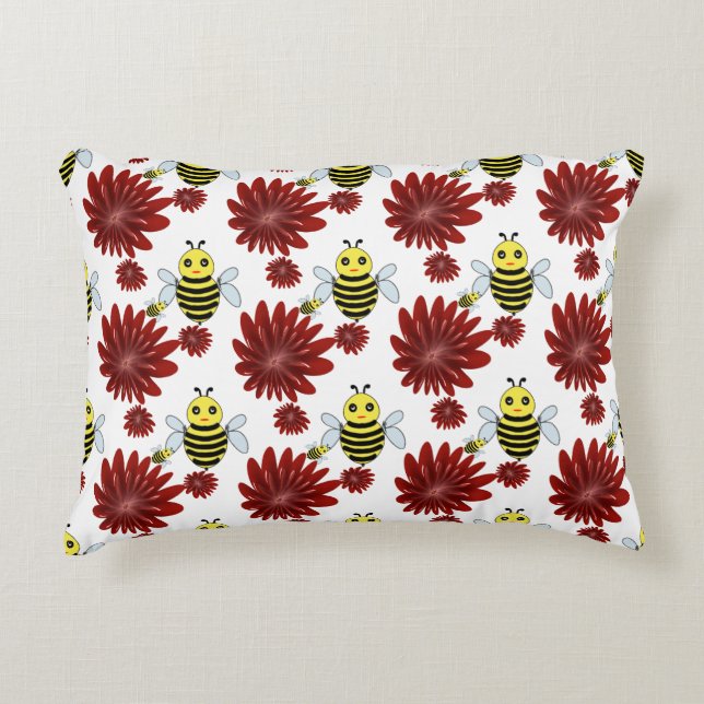 Bees floral pattern  accent pillow (Front)